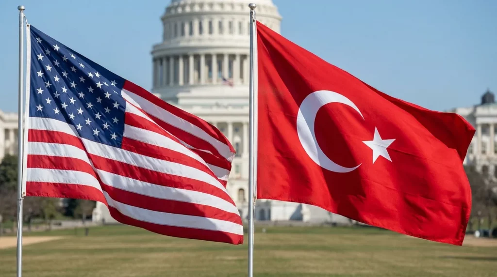 Turkish and USA flag