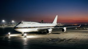 Qatar-Gifted Presidential 747 at Dusk