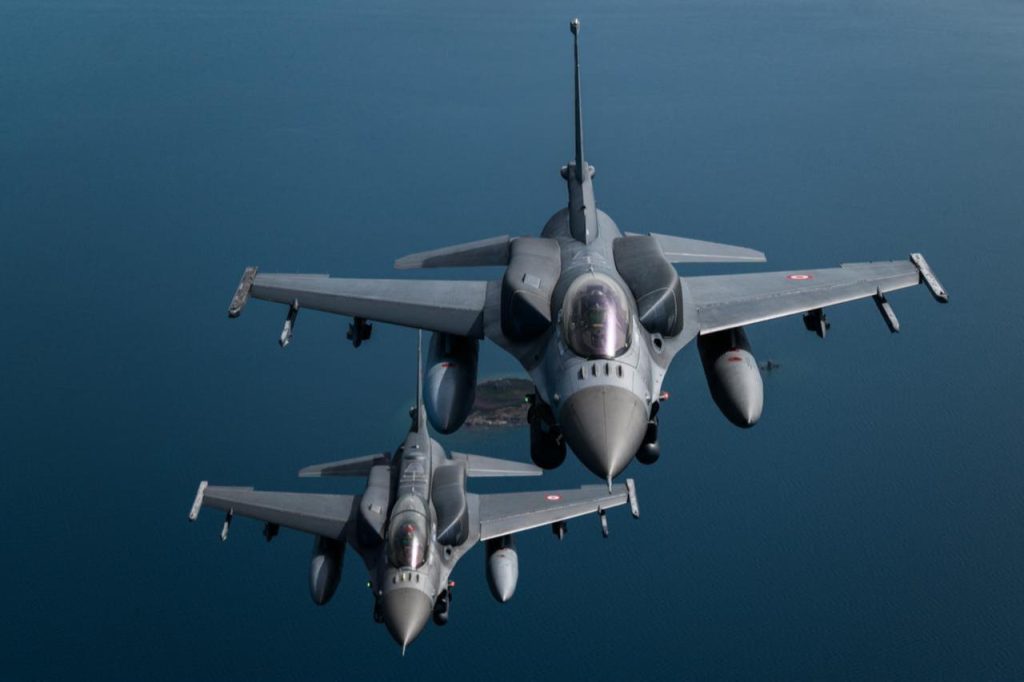 F-16 fighter jets belonging to the 6th Main Jet Base Command in Bandirma of the Turkish Air Force perform the sky over Canakkale as part of the EFES-2026 Military Exercise, Türkiye,
